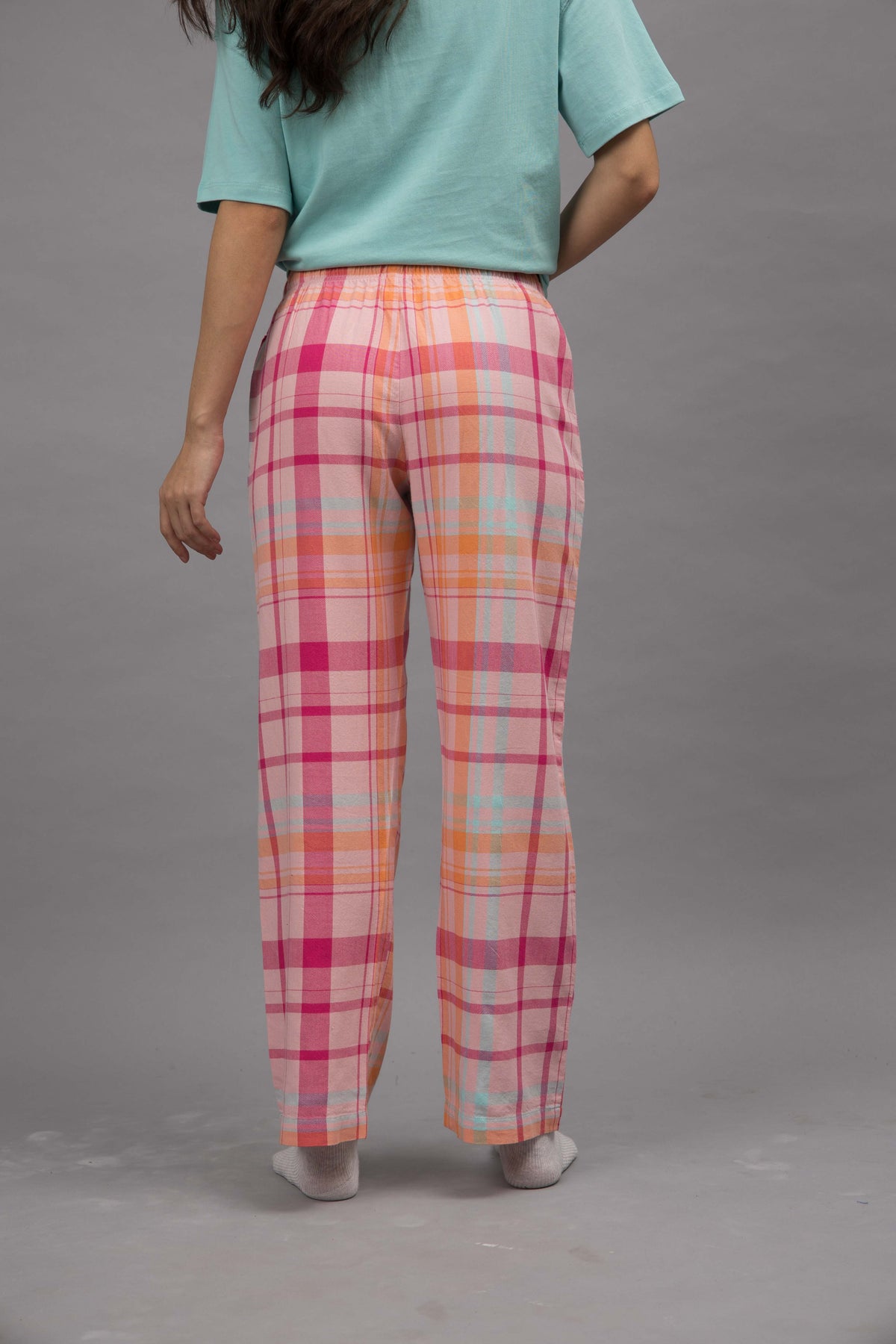 Pink Plaid Straight Pajamas