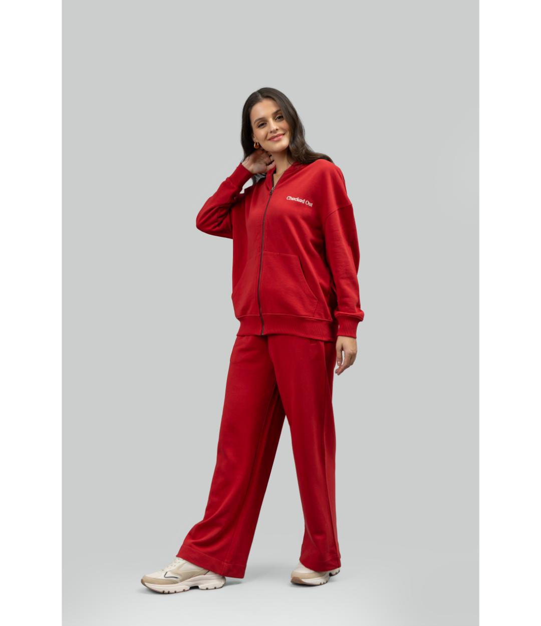 Crimson Terry Wide Leg Lounge Pants