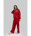 Crimson Terry Wide Leg Lounge Pants
