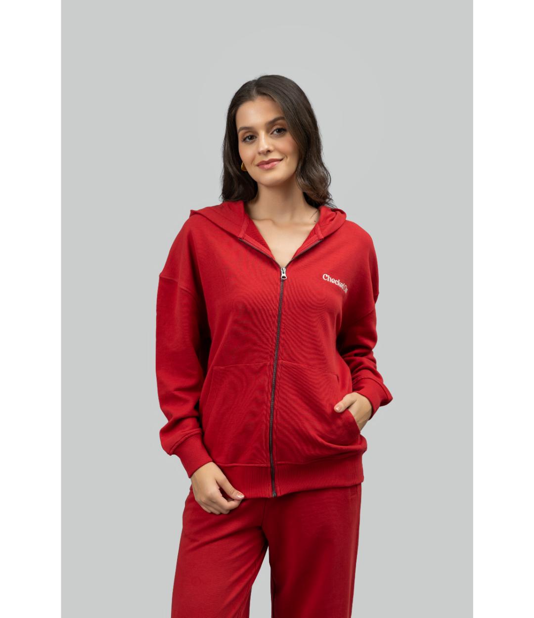 Checked Out' Cotton Terry Zip-up Hoodie