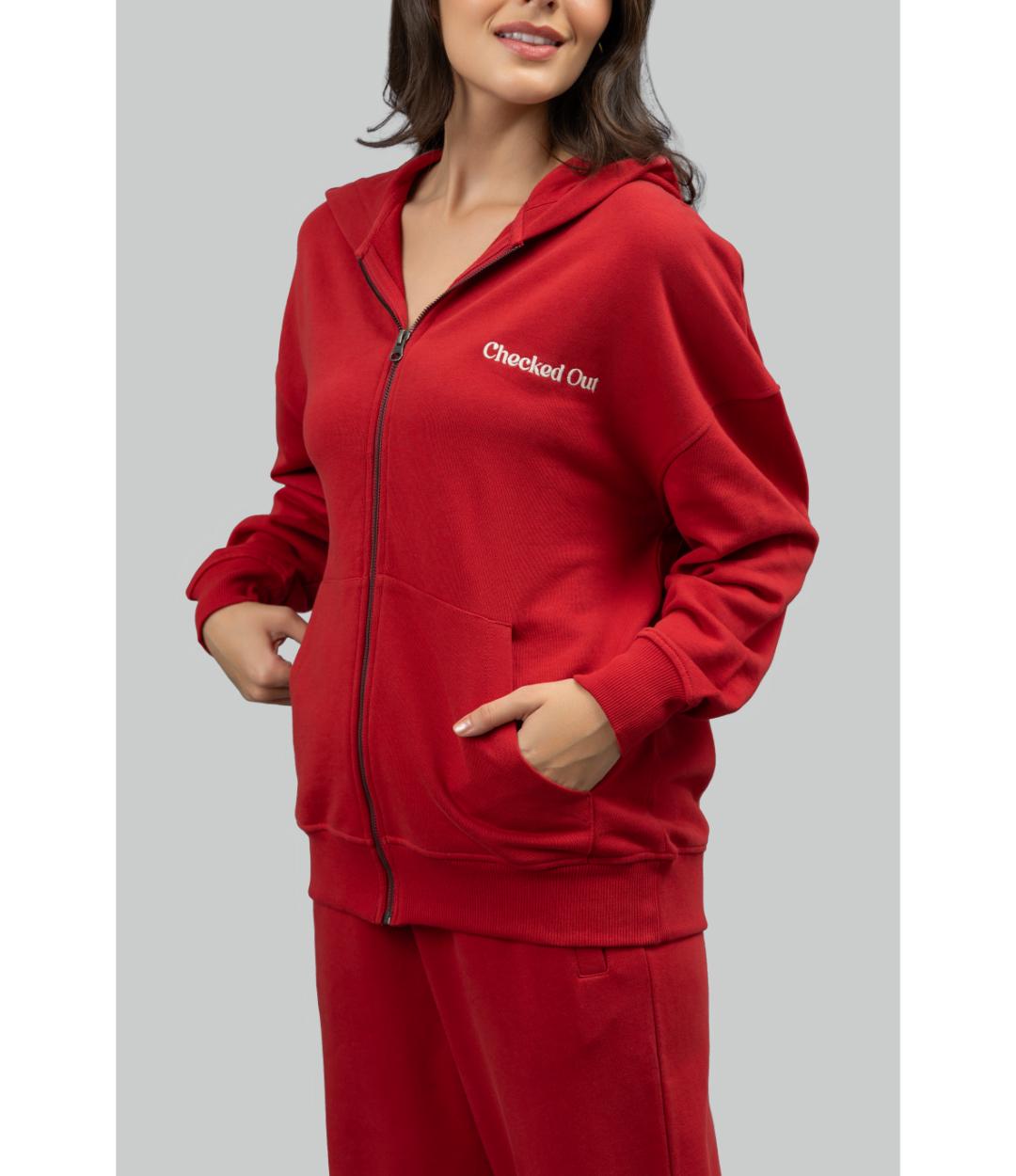 Checked Out' Cotton Terry Zip-up Hoodie
