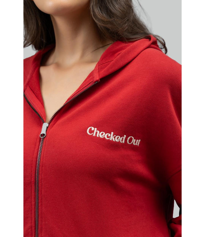'Checked Out' Cotton Terry Zip-up Hoodie