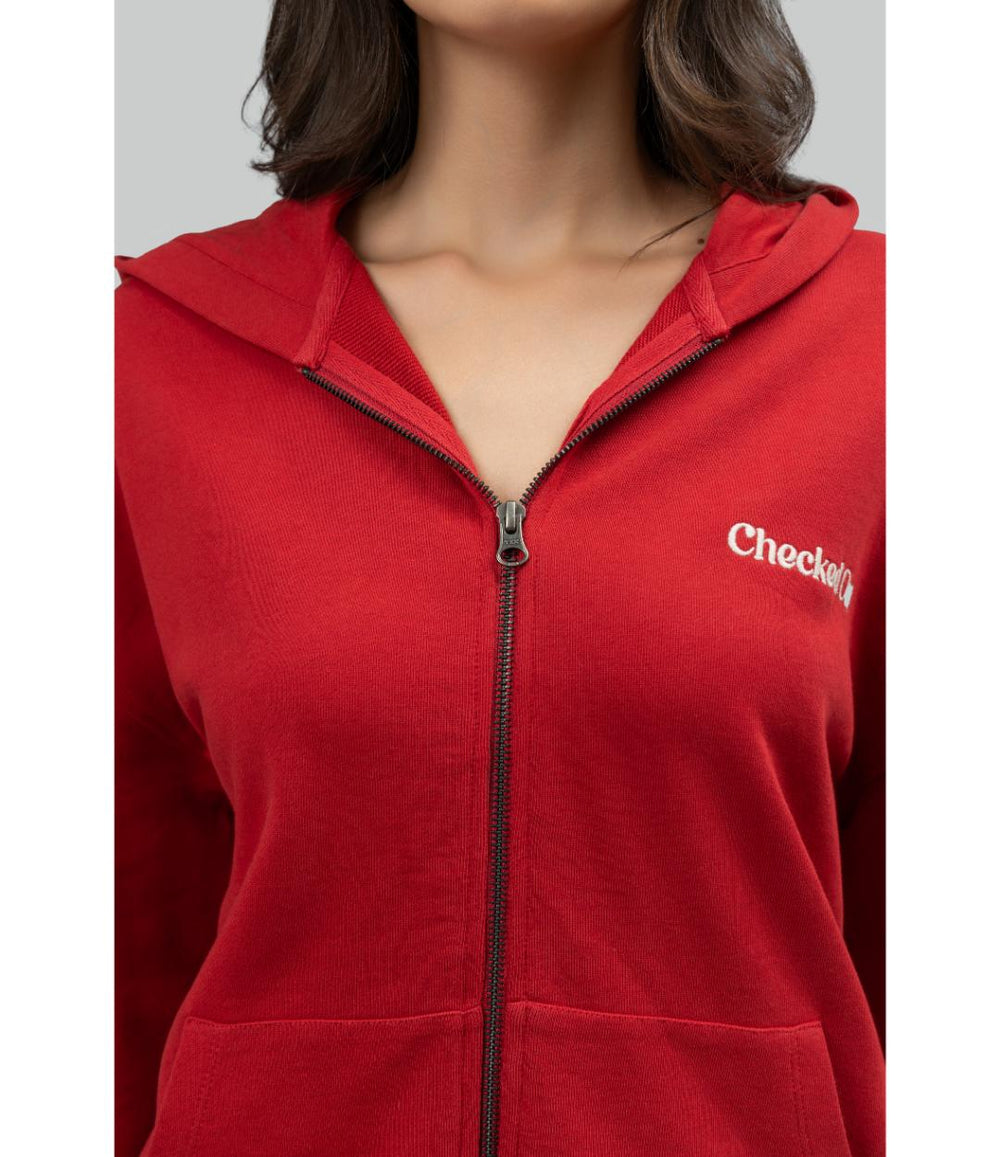 'Checked Out' Cotton Terry Zip-up Hoodie