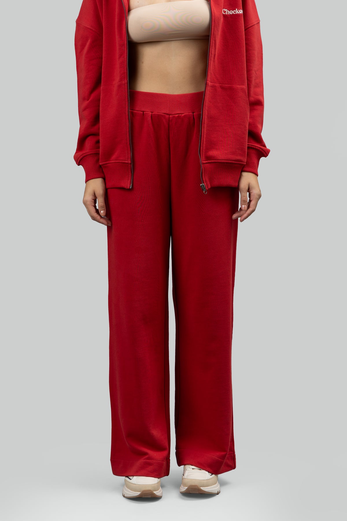 Crimson Terry Wide Leg Lounge Pants