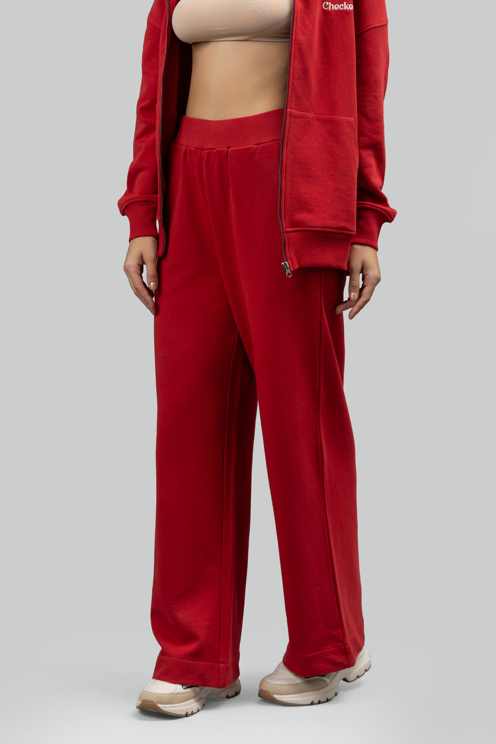 Crimson Terry Wide Leg Lounge Pants