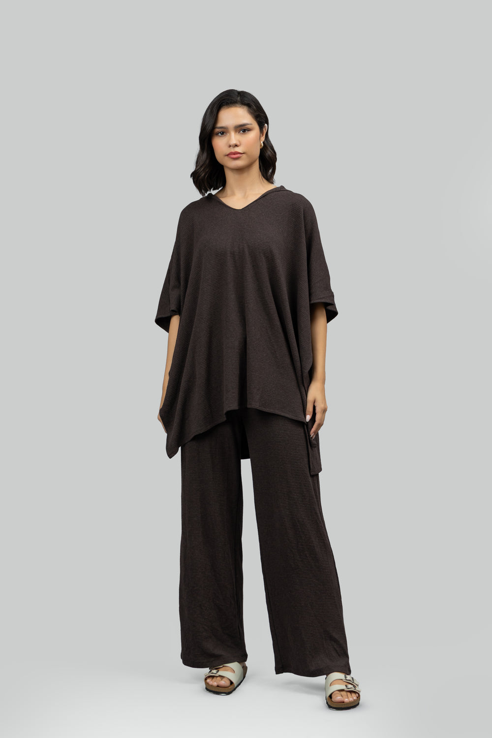 Relaxed Mocha Kaftan Hoodie Set