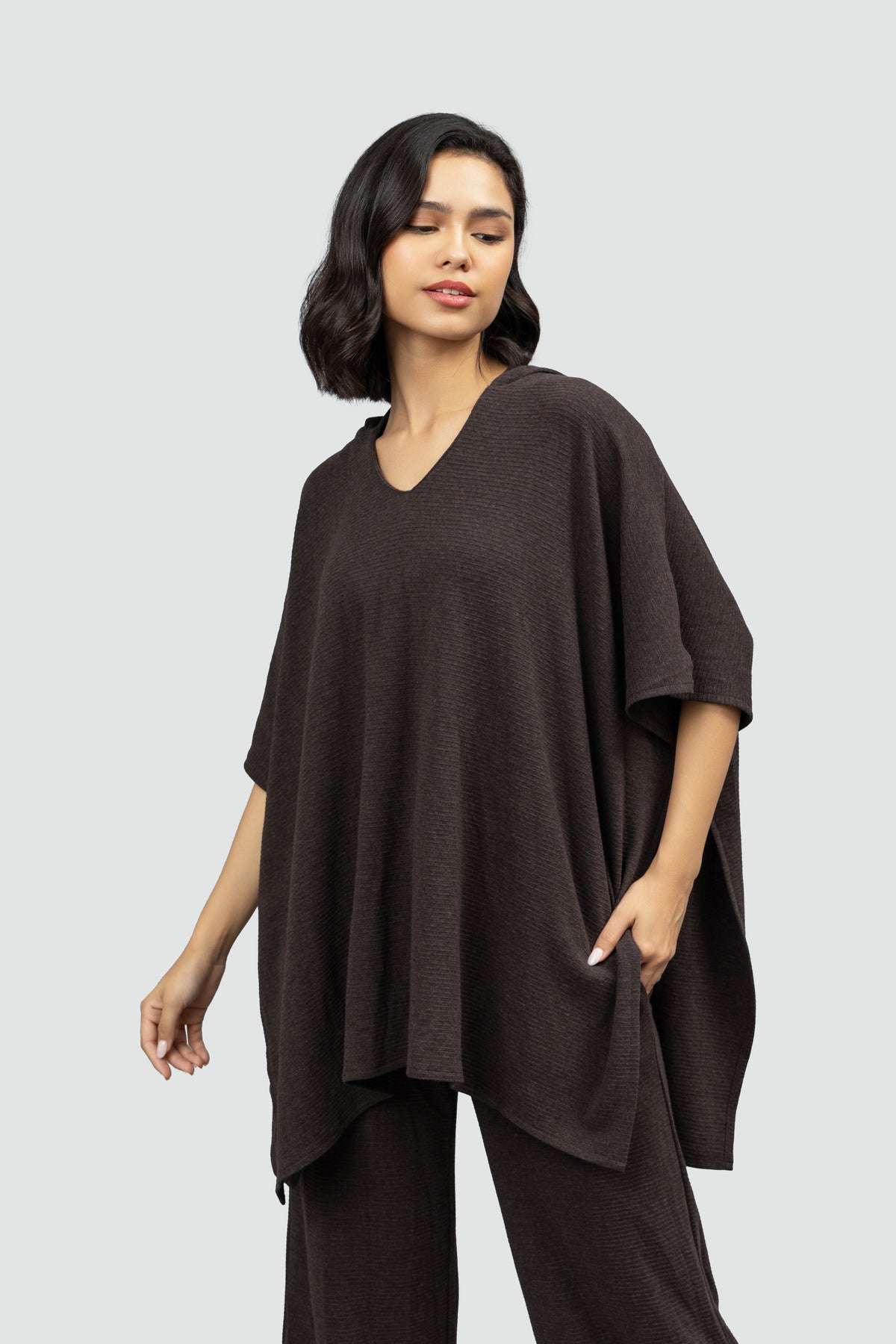 Relaxed Mocha Kaftan Hoodie