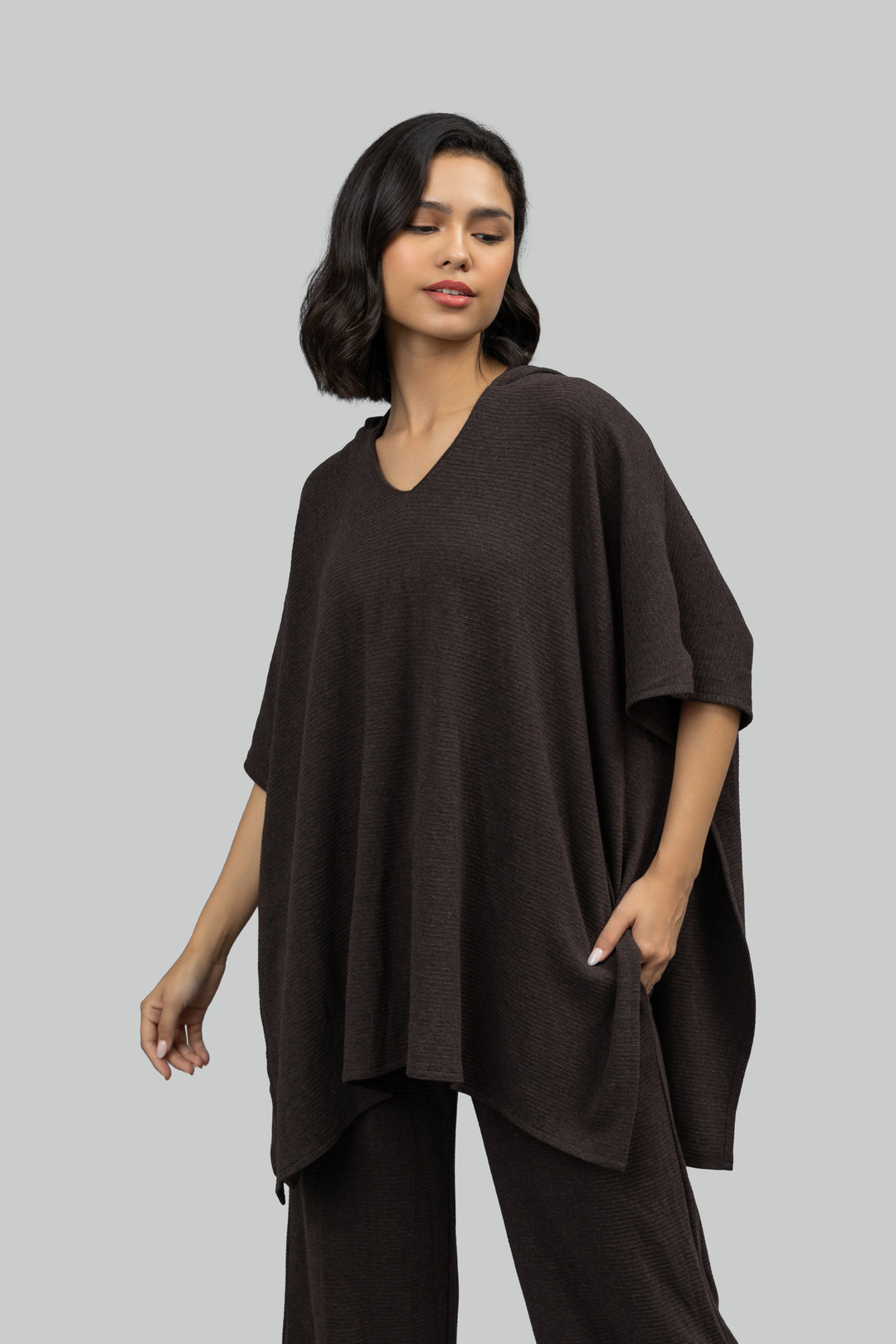 Relaxed Mocha Kaftan Hoodie