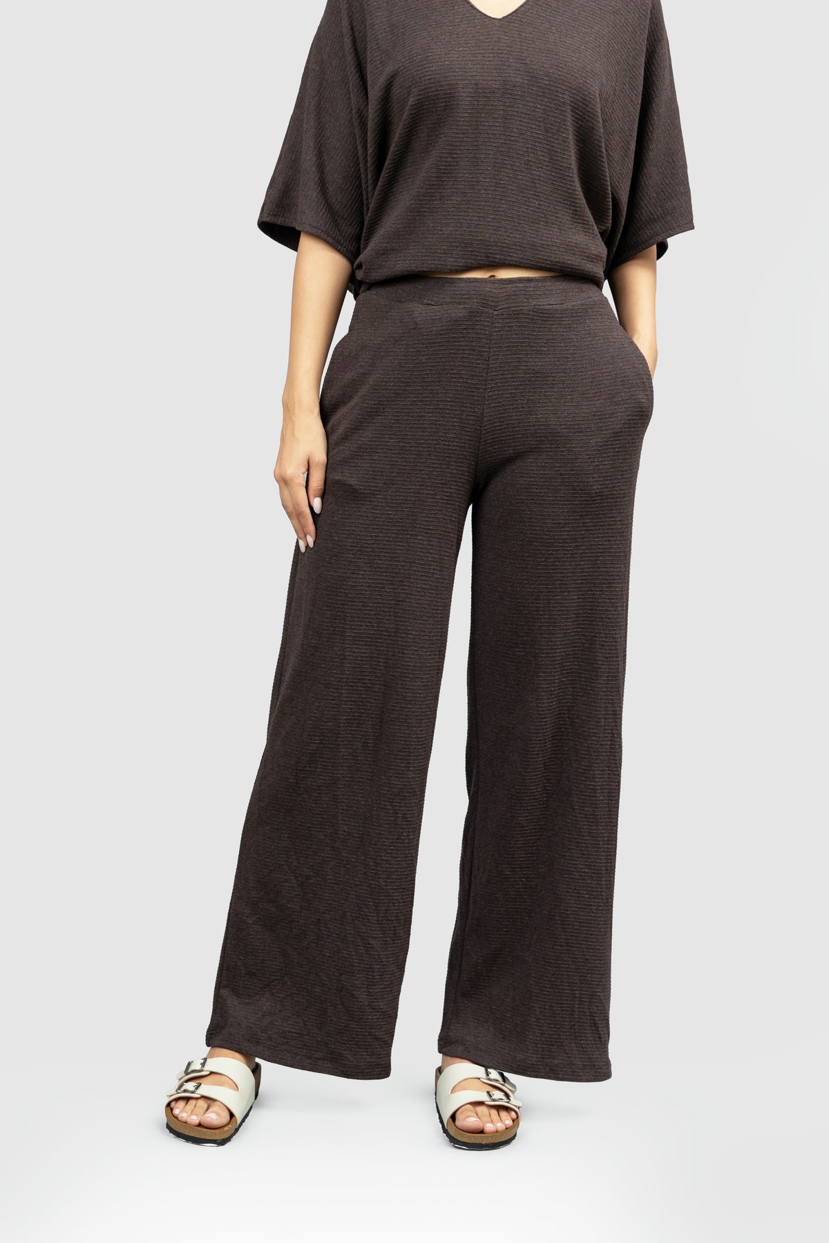 Relaxed Mocha Wide Leg Lounge Pants