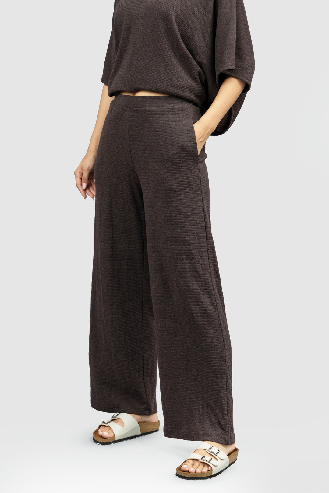 Relaxed Mocha Wide Leg Lounge Pants