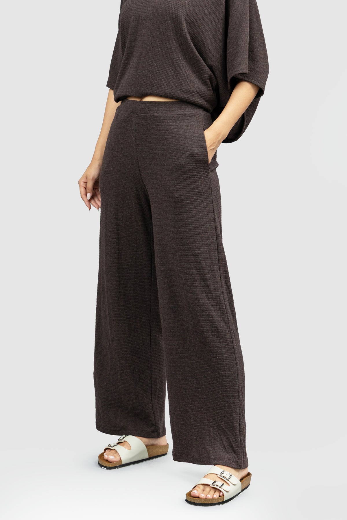 Relaxed Mocha Wide Leg Lounge Pants