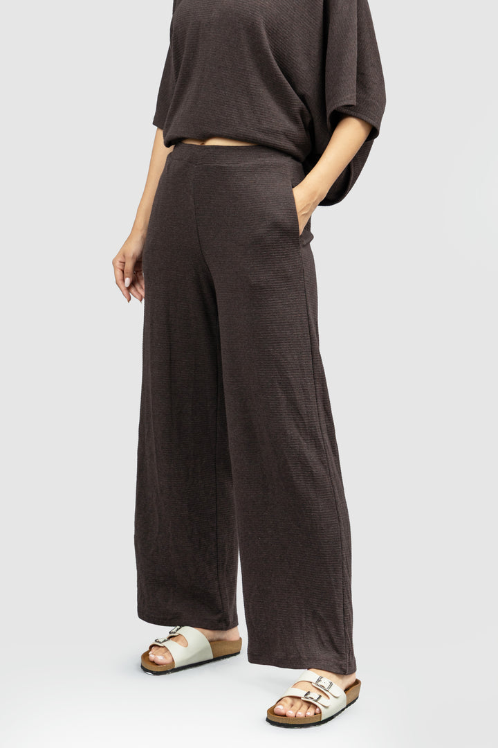 Relaxed Mocha Wide Leg Lounge Pants