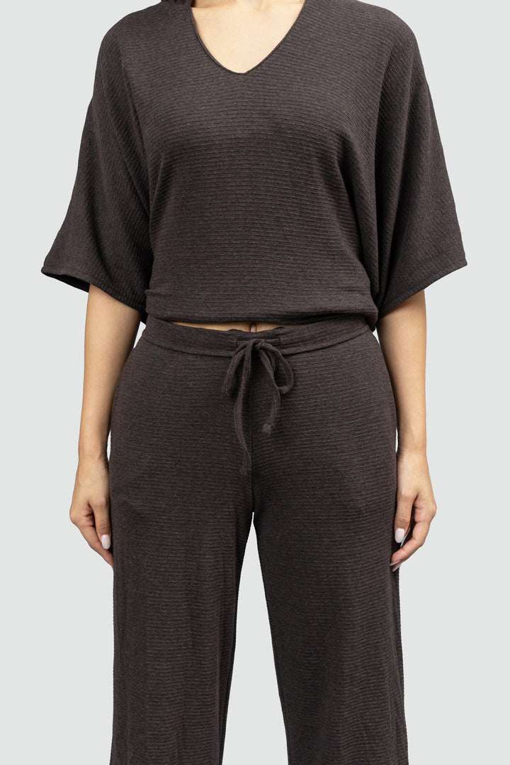 Relaxed Mocha Wide Leg Lounge Pants