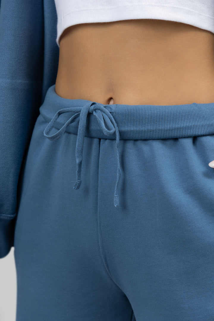 Cloudy Blue Terry Wide Leg Lounge Pants
