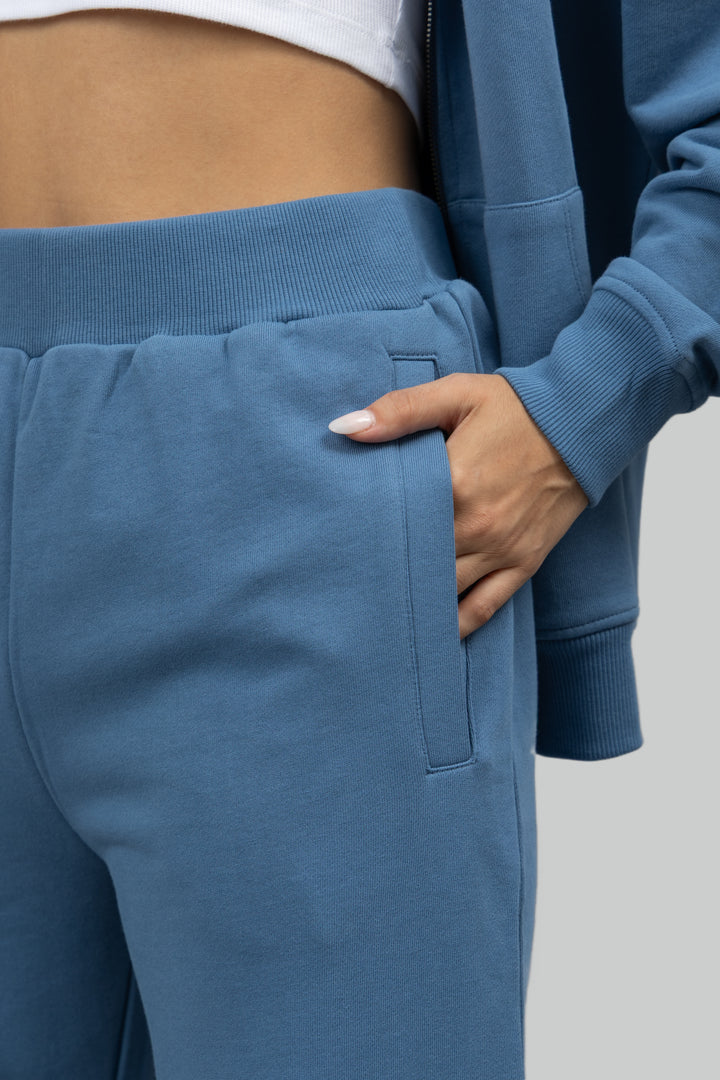 Cloudy Blue Terry Wide Leg Lounge Pants