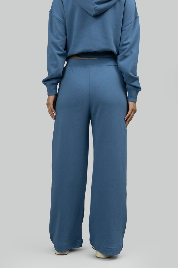 Cloudy Blue Terry Wide Leg Lounge Pants