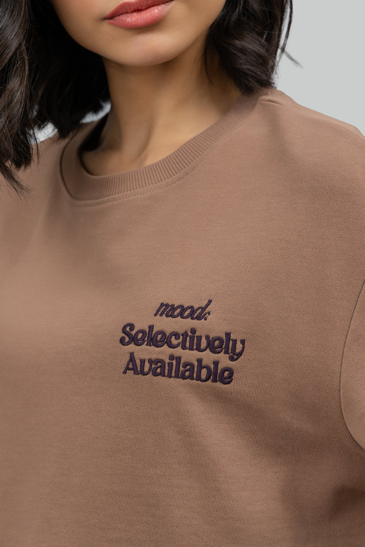 'Selectively Available' Cotton Terry Mocha T-Shirt