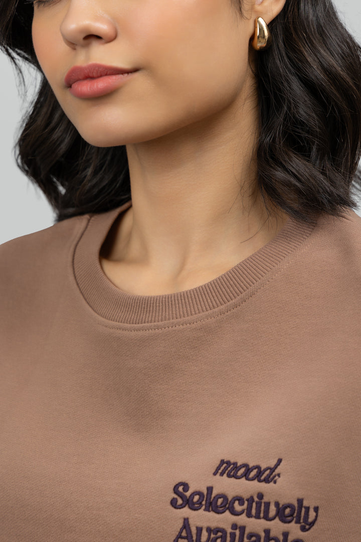 'Selectively Available' Cotton Terry Mocha T-Shirt
