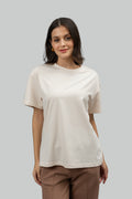 Ivory Round Neck Cottton T-Shirt