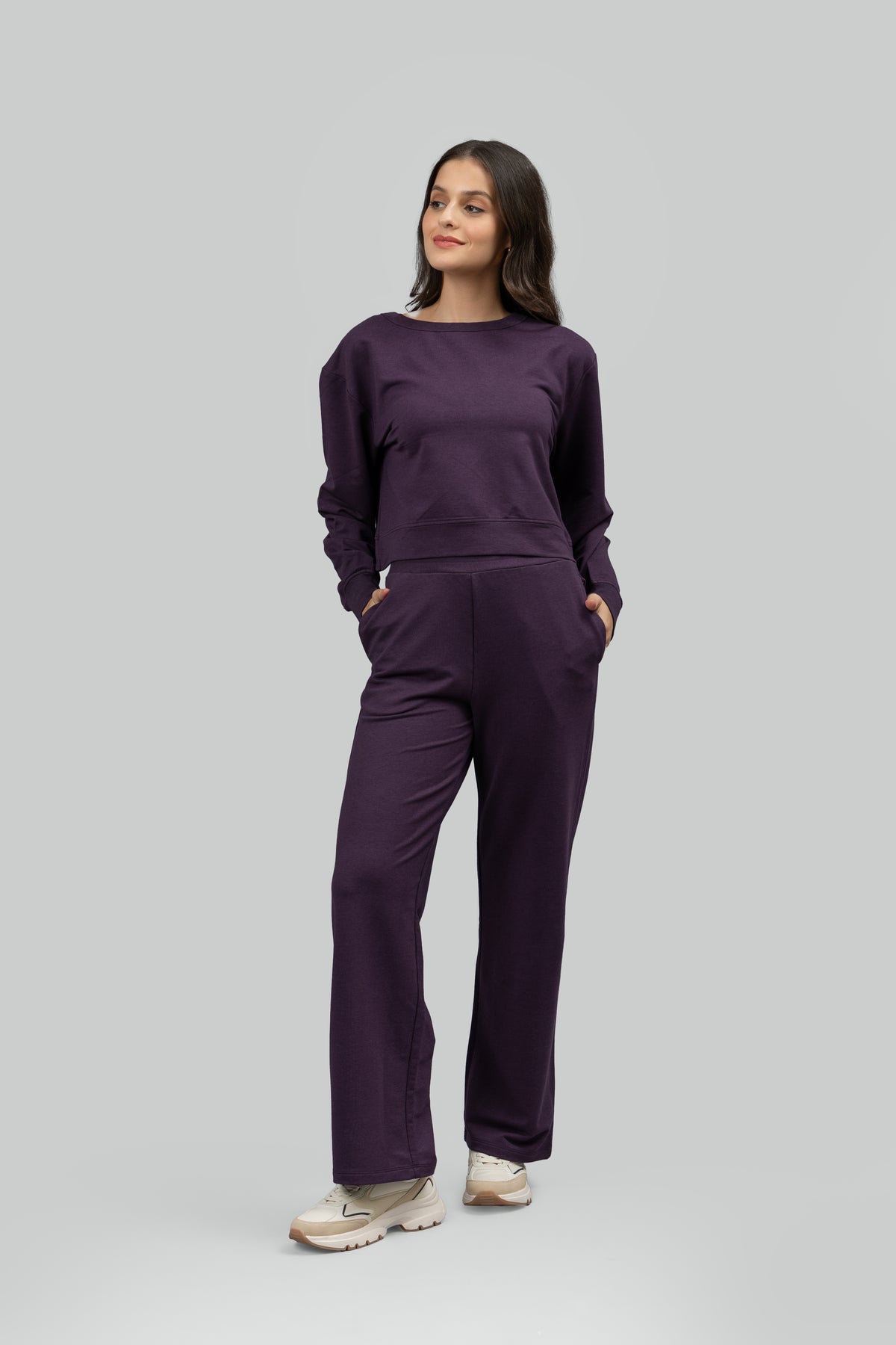 Bordeaux Bamboo Terry All Day Flared Pants