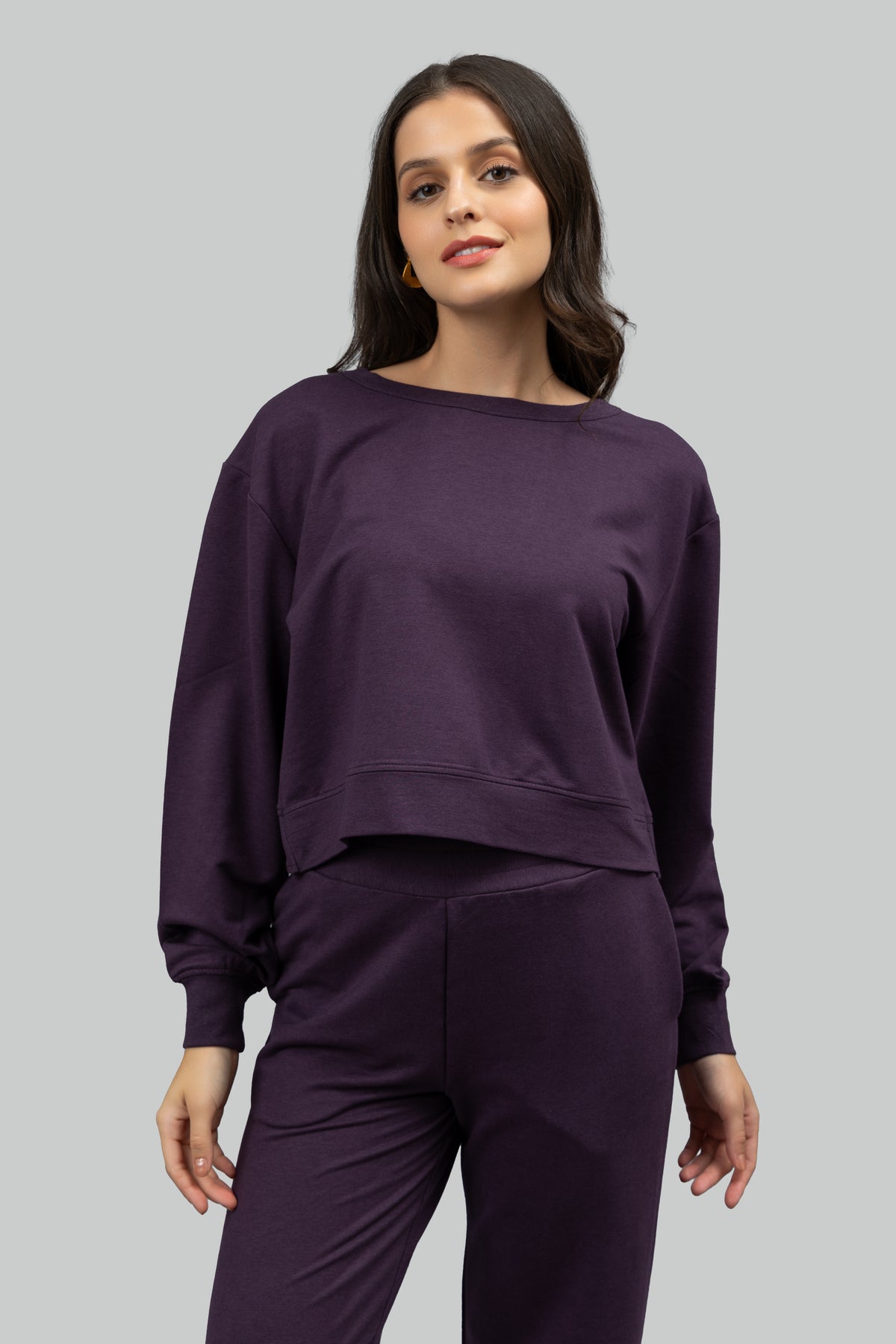 Bordeaux Bamboo Terry Open Back Sweatshirt