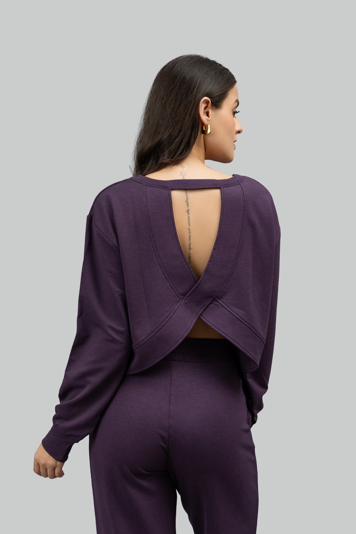 Bordeaux Bamboo Terry Open Back Sweatshirt