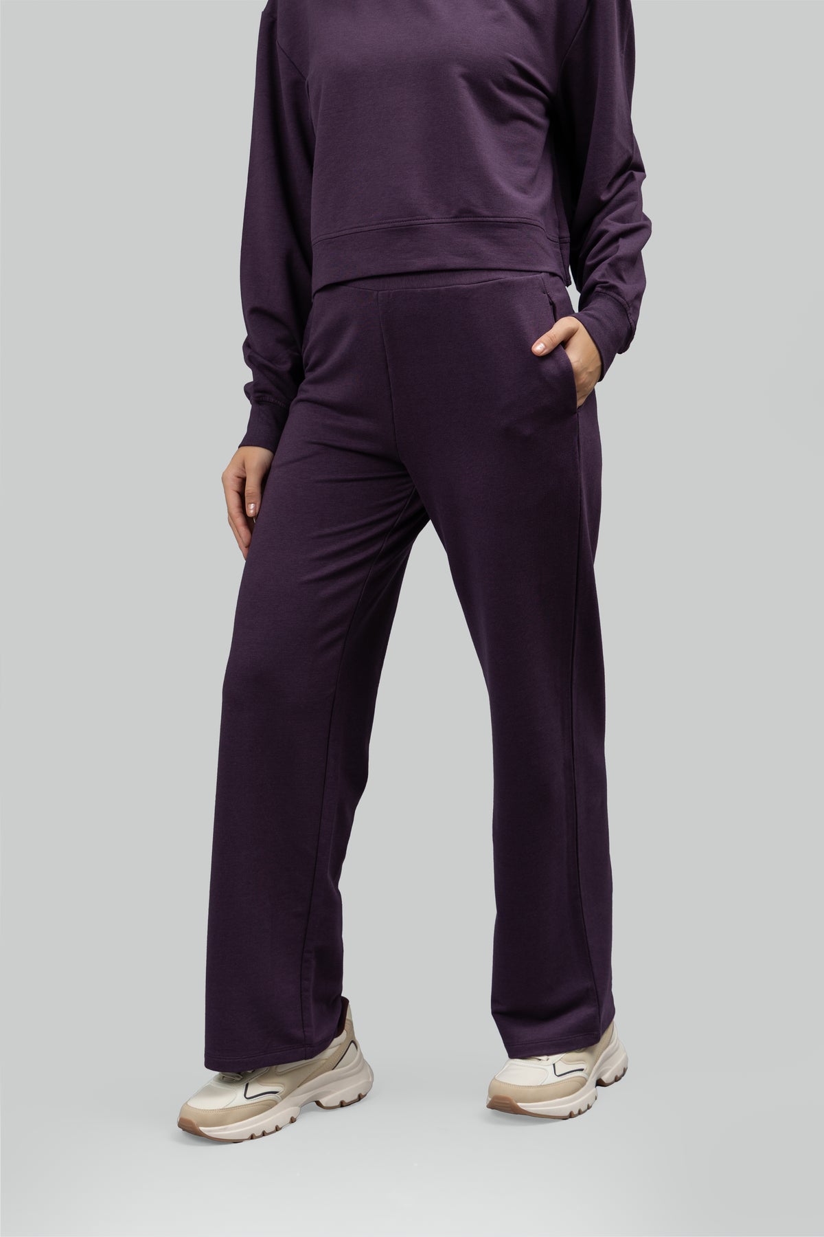 Bordeaux Bamboo Terry All Day Flared Pants