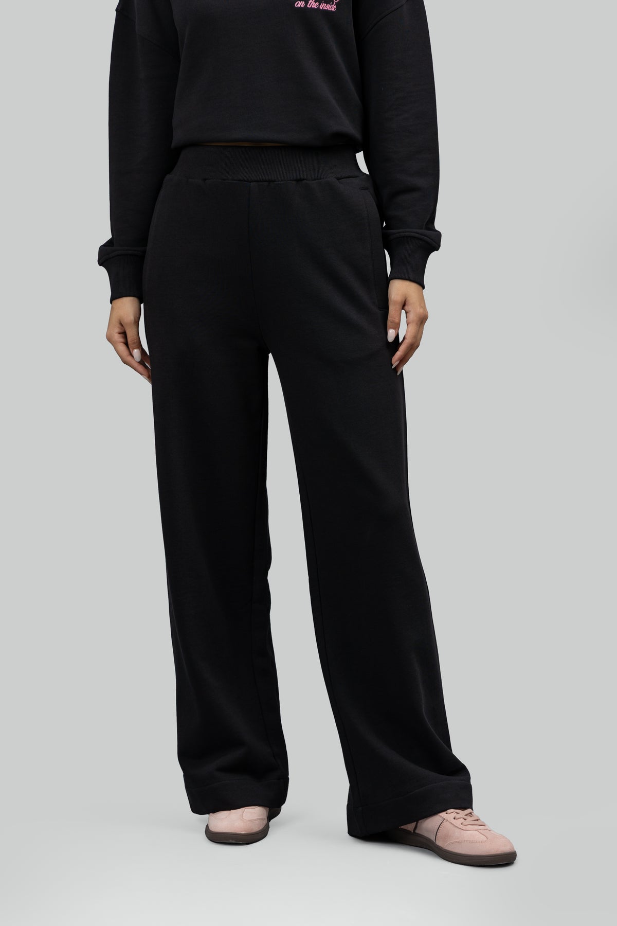 Black All Day Bamboo Terry Flared Pants