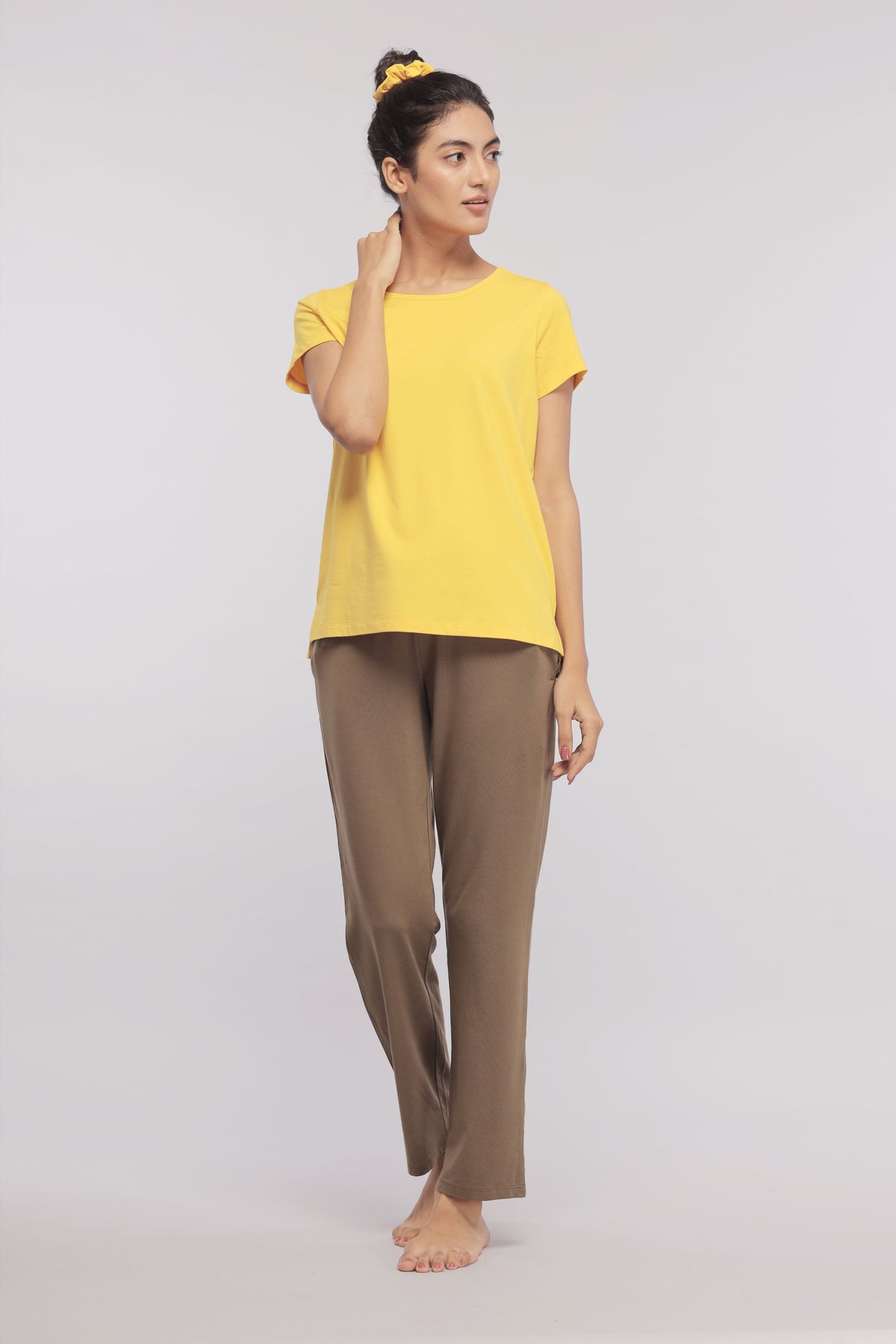 Sunny Lime Supima® round neck top, lightweight and stylish for casual wear.