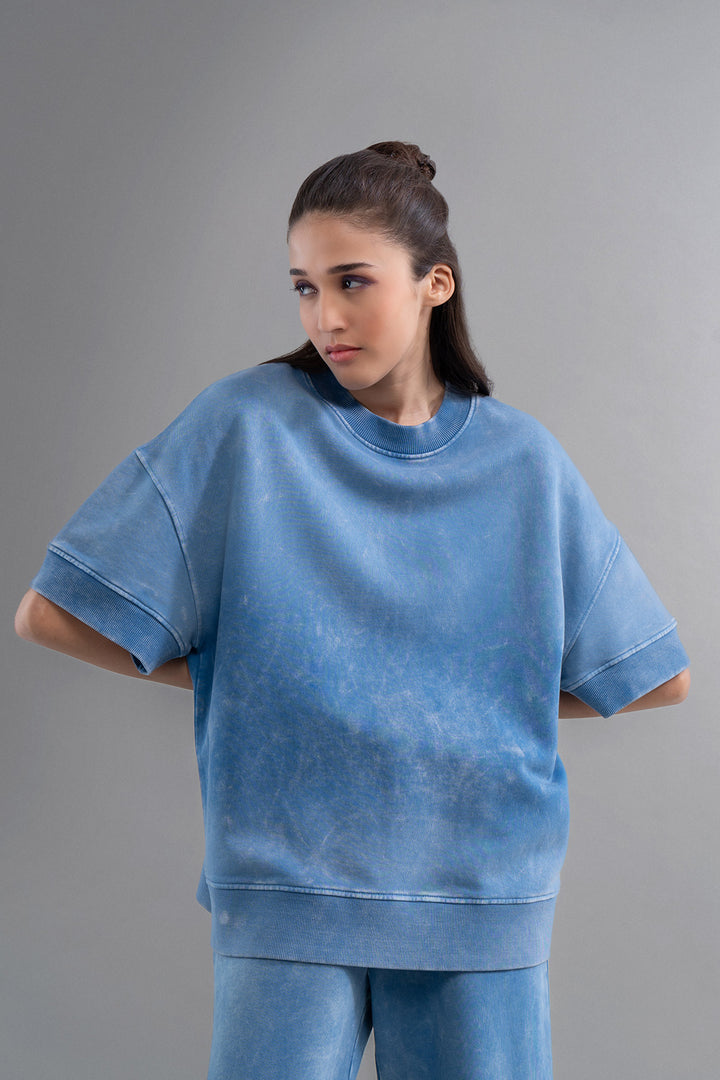 Denim wash 100% cotton terry co-ord set for casual wear.