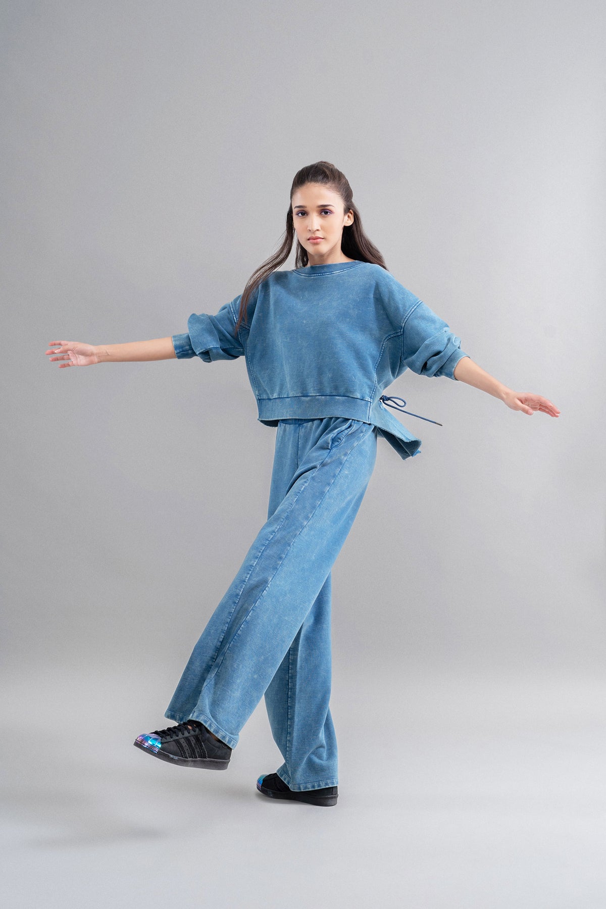Denim Wash 100% Cotton Terry Straight Travel Pant