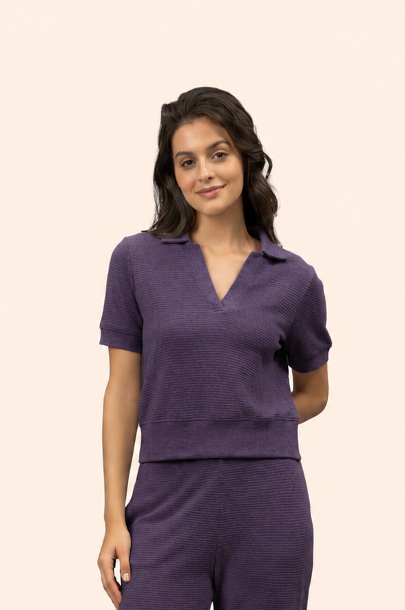Plum Ottoman High-Rise Wide-Leg Pant