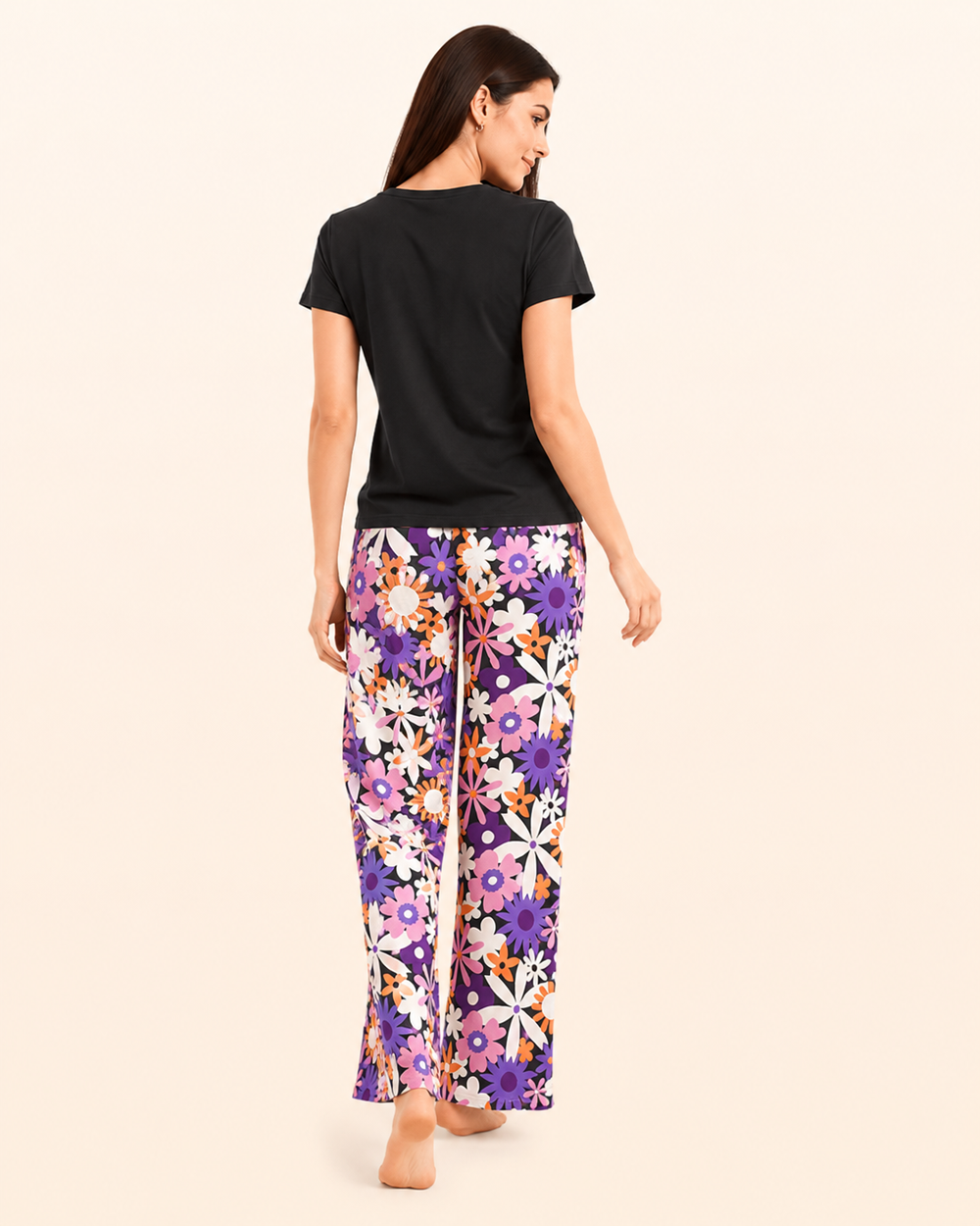 Floral Black Pj Set