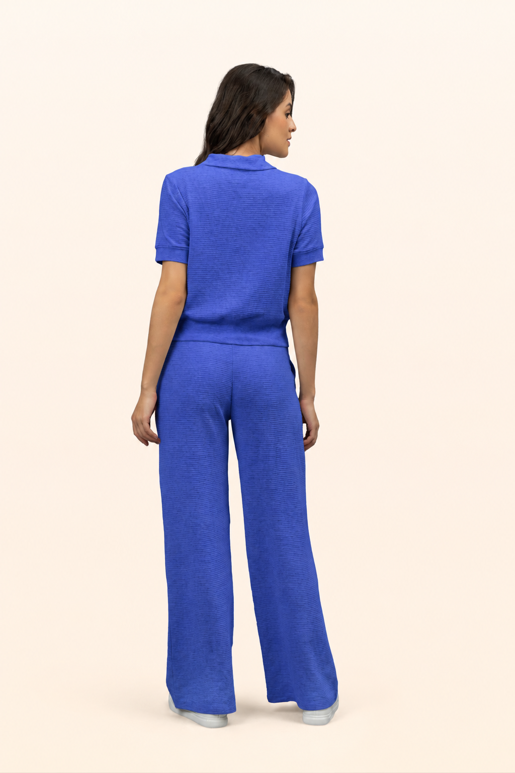 Luminous Blue Ottoman Cropped Polo