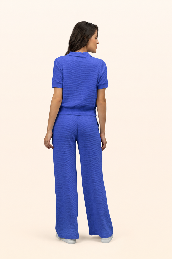 Luminous Blue Ottoman Cropped Polo