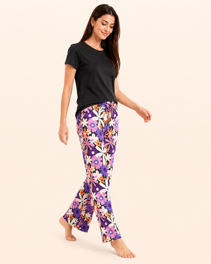 Floral Black Pj Set