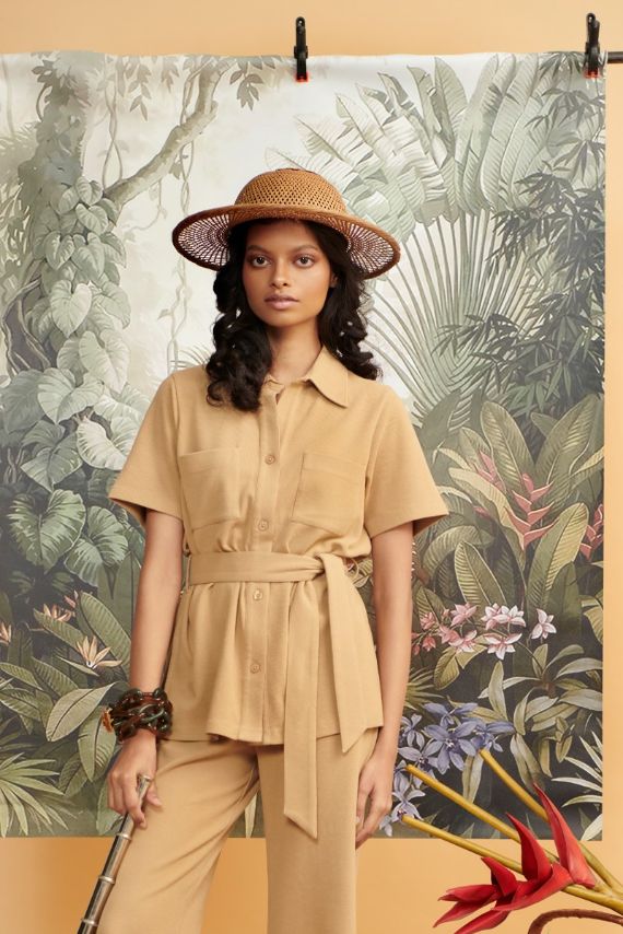 Mini Waffle Brown Safari Suit