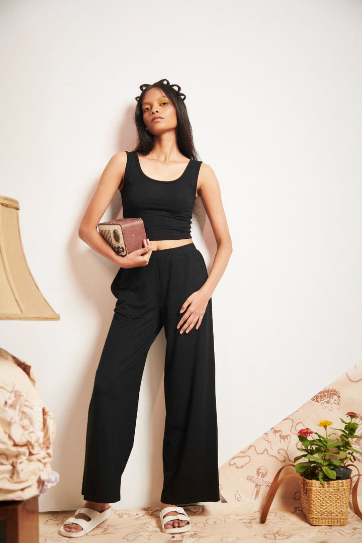 Black Supima® Flared Pants