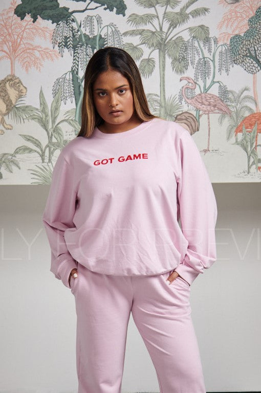Got Game Bamboo Terry Jogger Set in pink, stylish and comfortable loungewear.