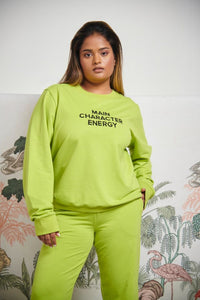 Main Character Energy Bamboo Terry Sweatshirt in vibrant green.