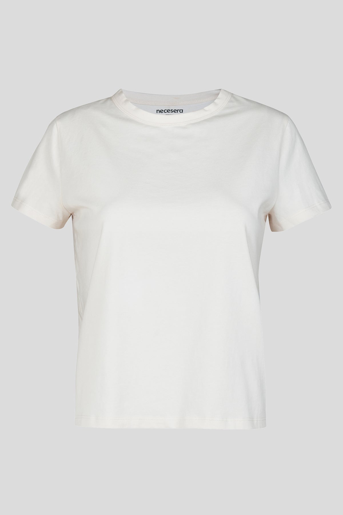 Ivory Round Neck Cottton T-Shirt