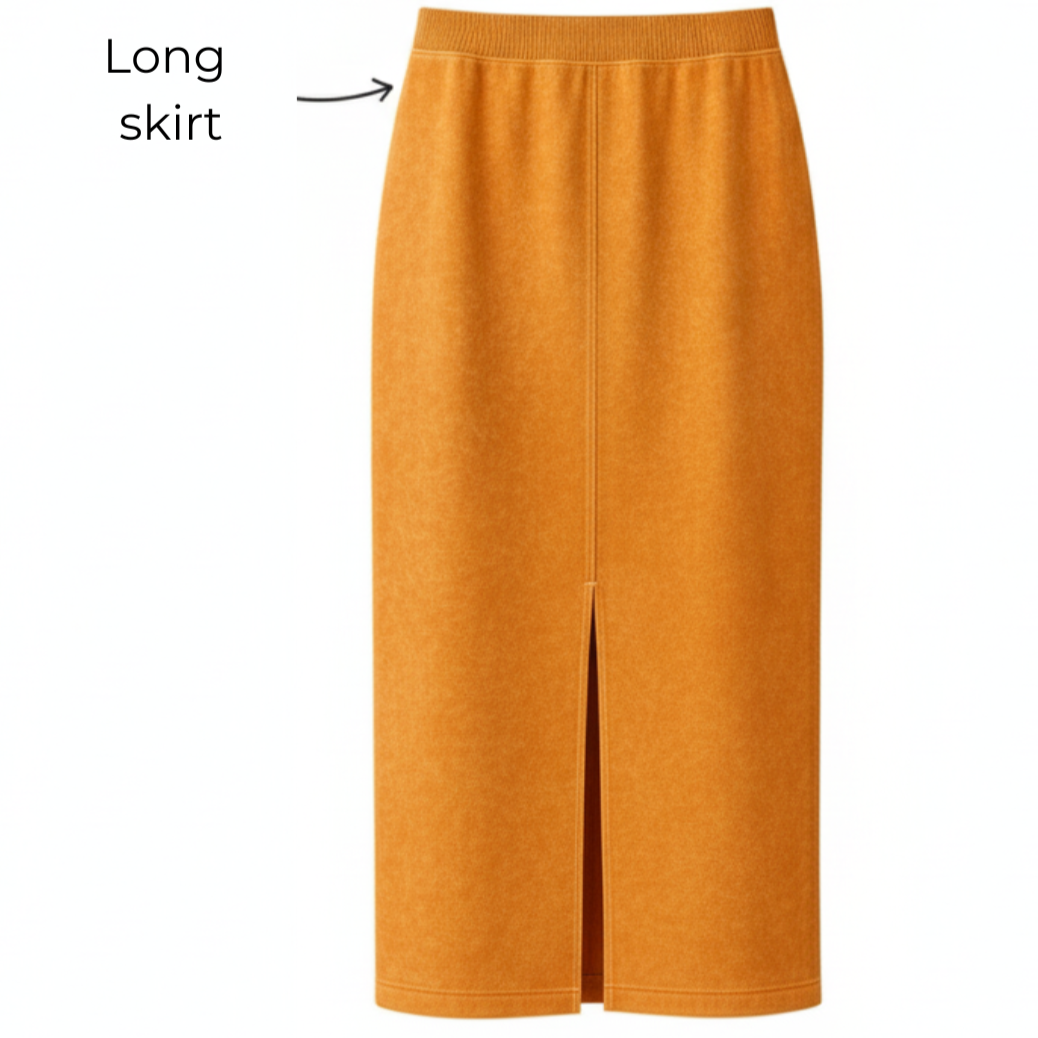 Orange acid wash reverse terry skirt