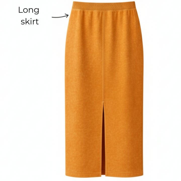 Orange acid wash reverse terry skirt