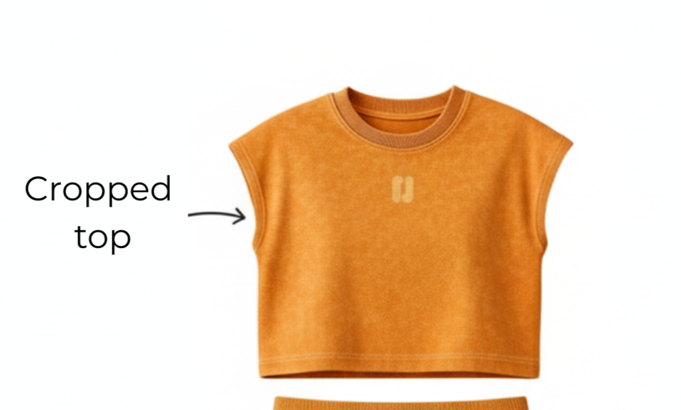 Orange acid wash reverse terry top
