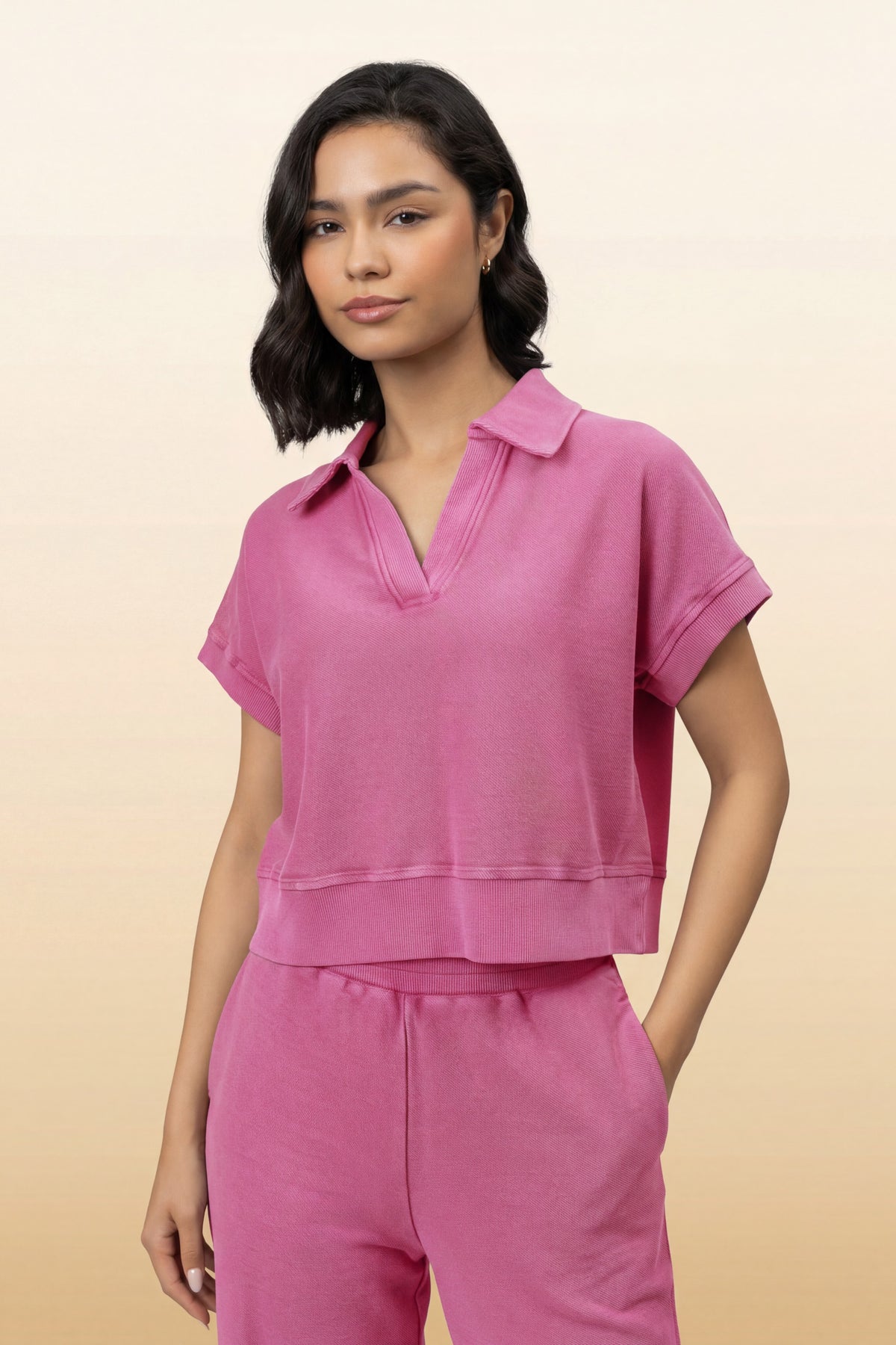 Pop Pink Reverse Terry Travel Set