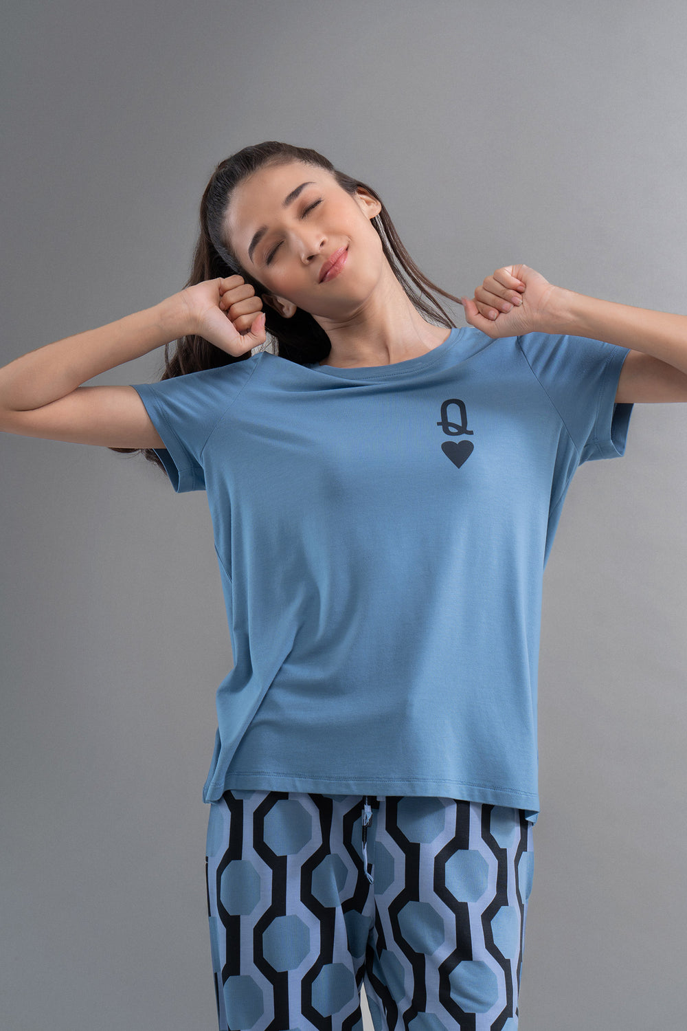 Q Heart Modal Round Neck Top