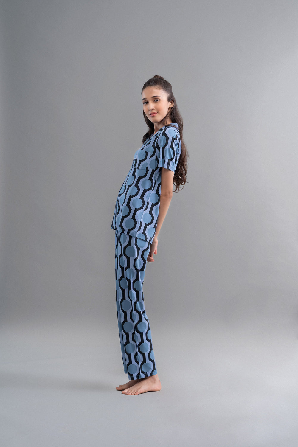 Midnight Blue Geometric Dream Pajama Set