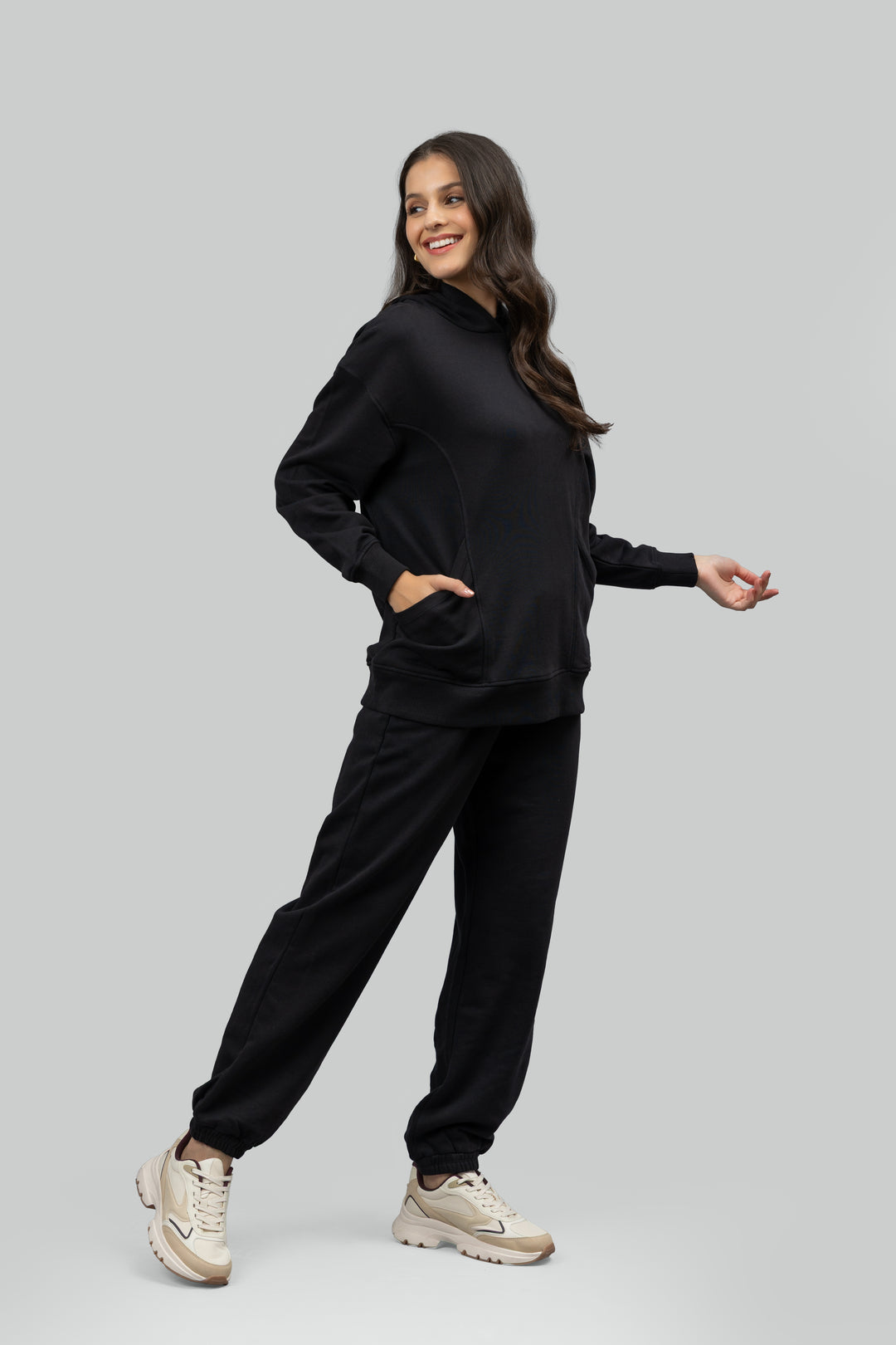 Midnight Black Terry Oversized Co-ord Set
