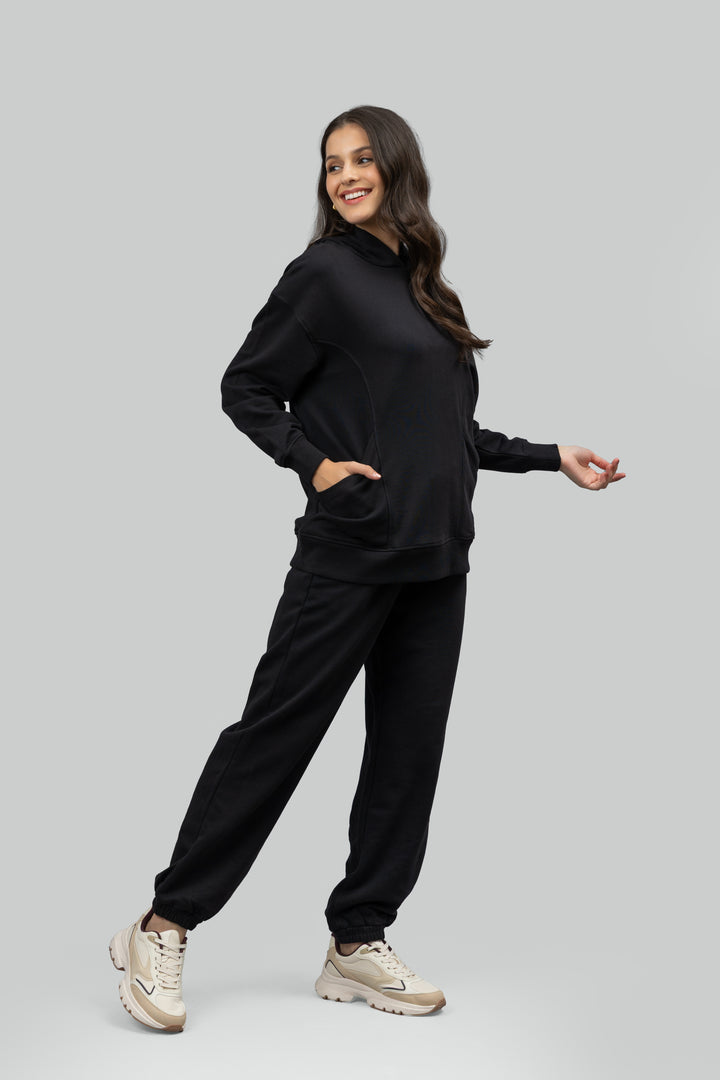 Midnight Black Terry Oversized Co-ord Set