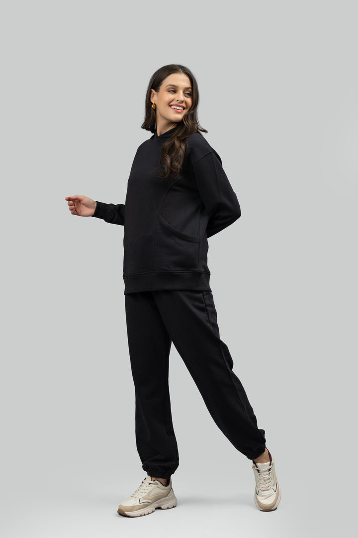 Midnight Black Terry Oversized Co-ord Set